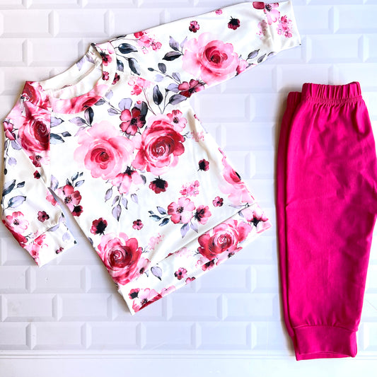 Cerise Floral 2pc