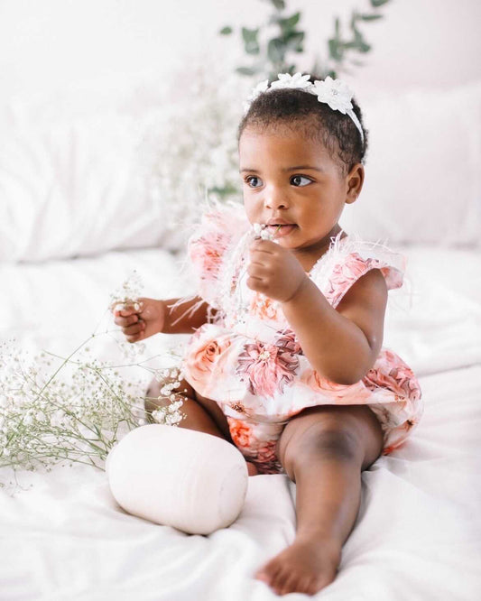 Floral Coral Romper